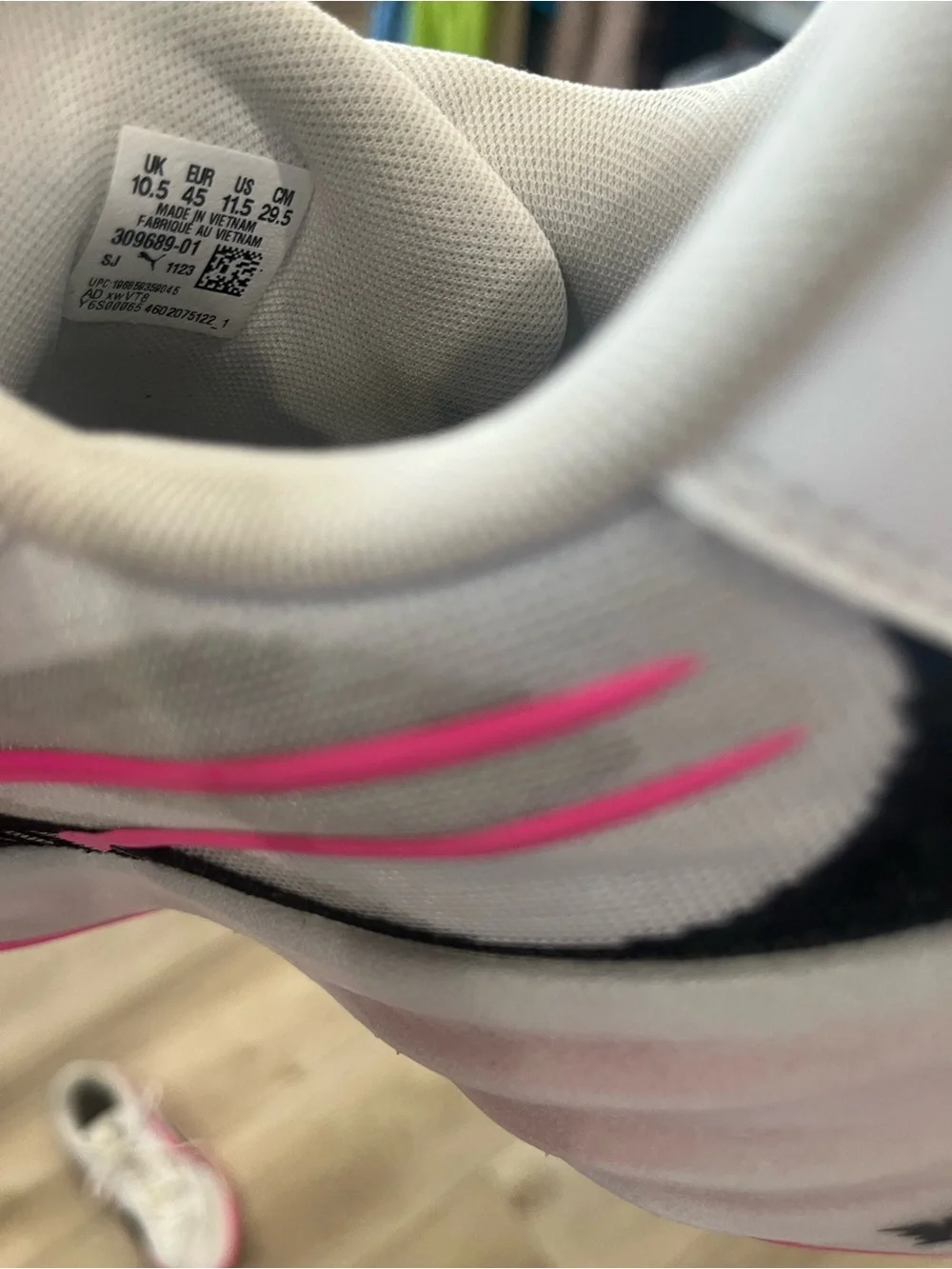 Puma AllPro Basketball Shoes White Sneakers with Pink Accents and Black Logo